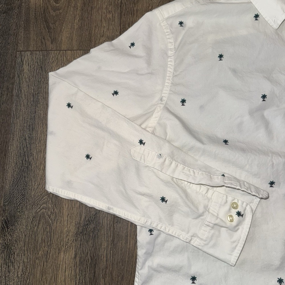 Sonoma Men's L Button Down Cotton Shirt Palm Tree Island Resort Outdoor White - Picture 5 of 11